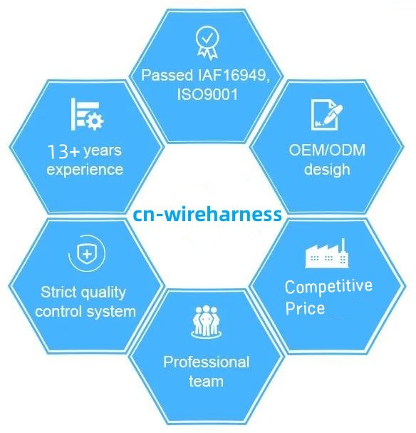 Fornecedor de soluções de arnês de fiação automotiva personalizado 3 pin 3 Way Connector Wire Harness 10