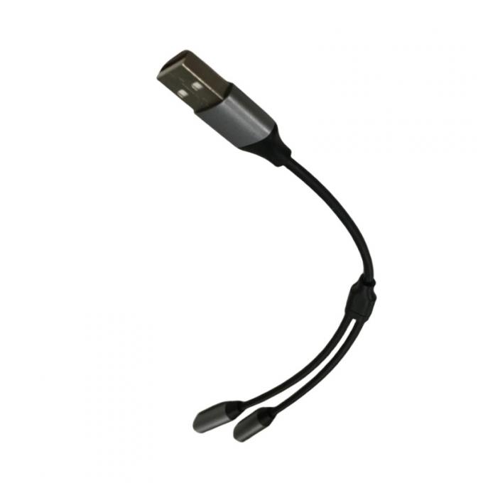 Arnês de fio eletrônico OEM Um USB para dois Adaptador Jack de fones de ouvido de 3,5 mm 0
