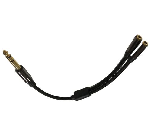 1 / 4 polegada fone de ouvido Splitter Cable Assembléia 2 Mulher para 1 macho cabo de áudio