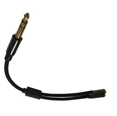1 / 4 polegada fone de ouvido Splitter Cable Assembléia 2 Mulher para 1 macho cabo de áudio