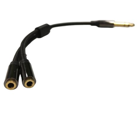 1 / 4 polegada fone de ouvido Splitter Cable Assembléia 2 Mulher para 1 macho cabo de áudio