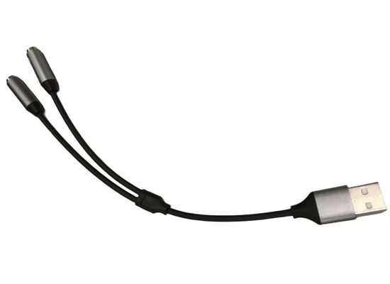 Arnês de fio eletrônico OEM Um USB para dois Adaptador Jack de fones de ouvido de 3,5 mm