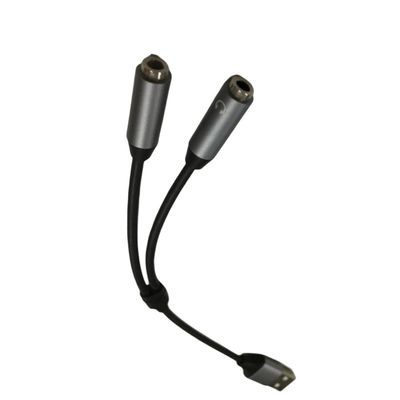 Arnês de fio eletrônico OEM Um USB para dois Adaptador Jack de fones de ouvido de 3,5 mm
