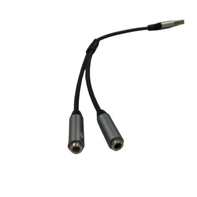Arnês de fio eletrônico OEM Um USB para dois Adaptador Jack de fones de ouvido de 3,5 mm